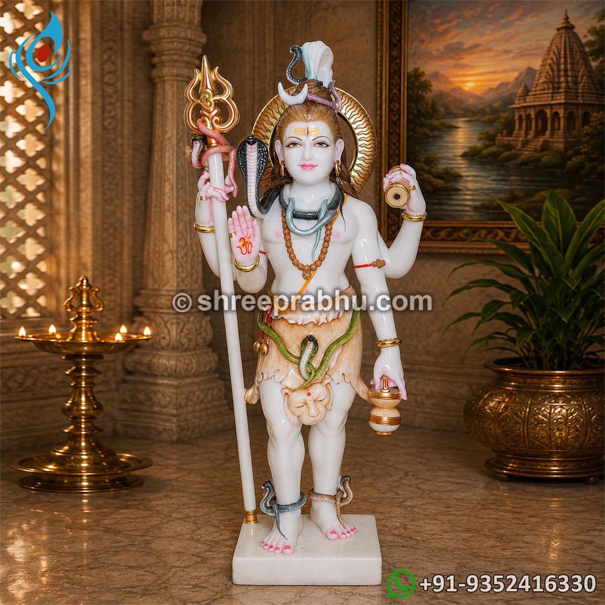 white marble lord shiva statue