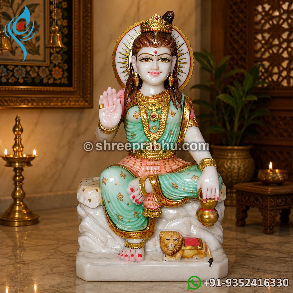 Marble parvati moorti