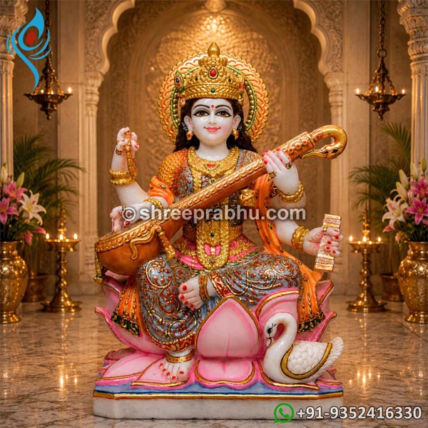 Veena Saraswati Marble Murti