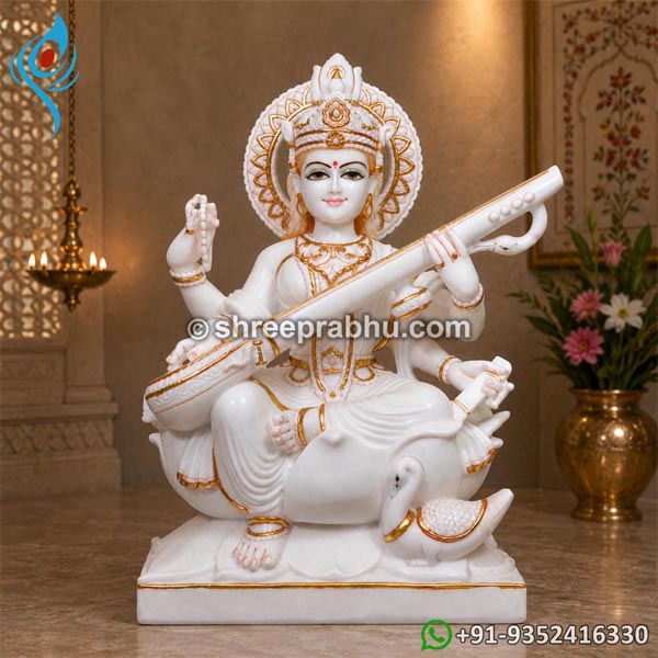 White Marble Saraswati Murti