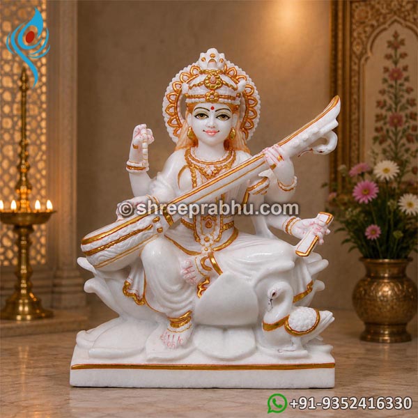Veena Saraswati Marble Murti