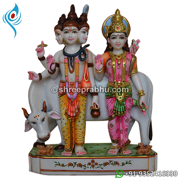 Marble Dattatreya with Anagha Lakshmi Statue