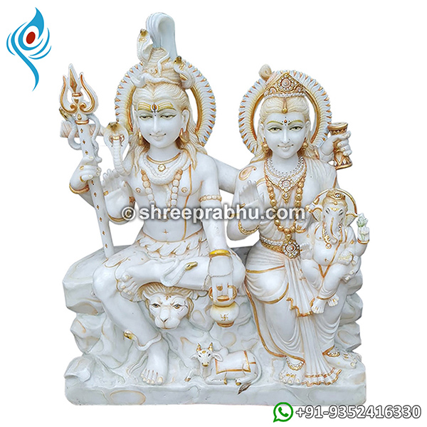 Marble shiv parvati statue