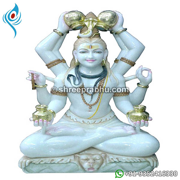 White marble mahamrityunjaya shiva statue