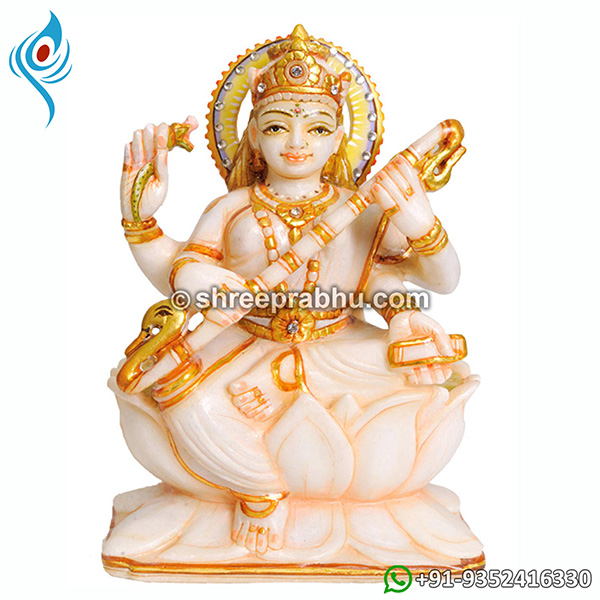White marble saraswati idol