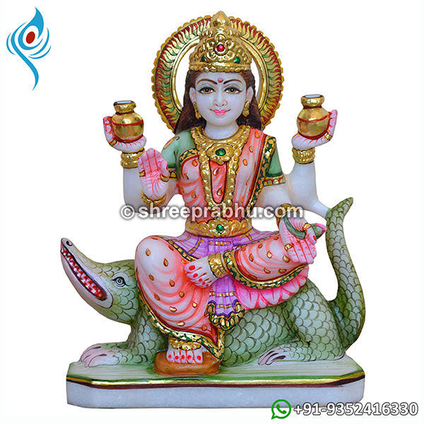 Pure White Marble Ganga Mata