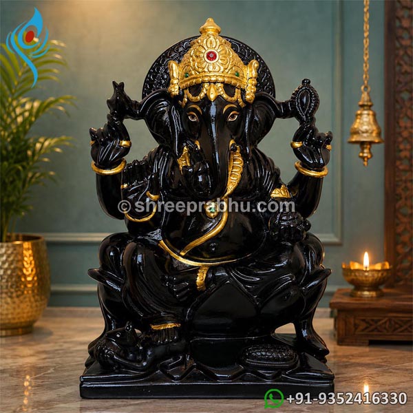 Black Marble Ganpati Murti