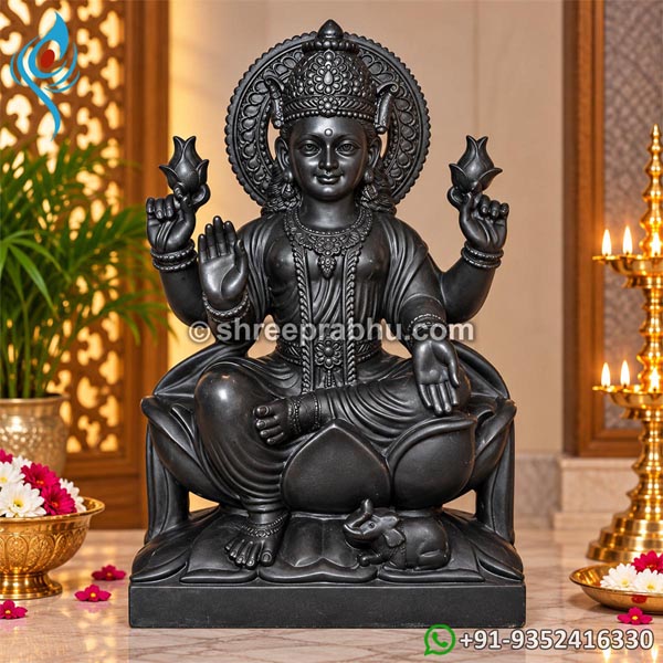 Black Marble Laxmi Maa Statue