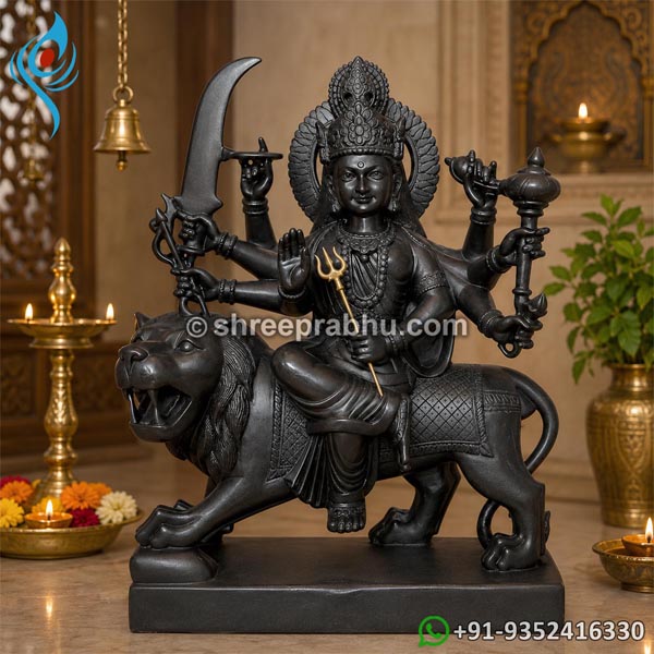 Black Stone Durga Mata Statue 