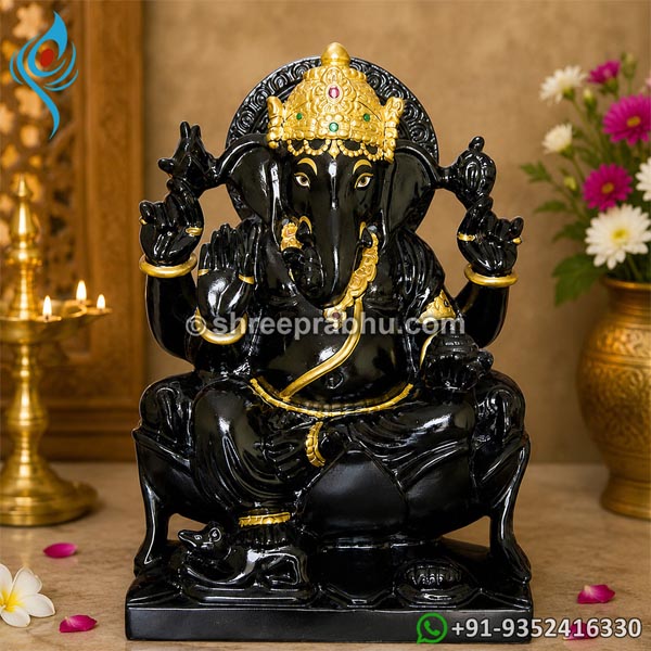 Black marble ganesh murti