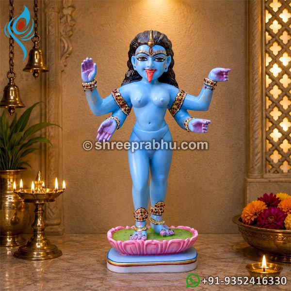 Blue Kali Mata Marble Murti