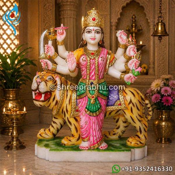 Goddess Durga Marble Statue