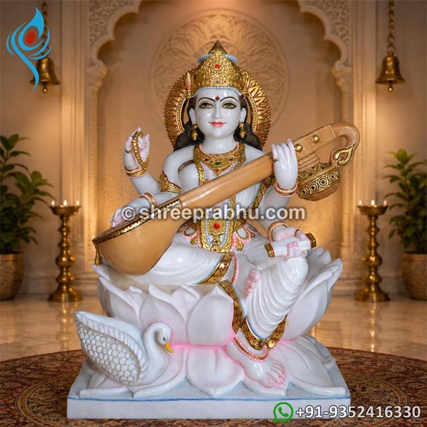 Goddess saraswati marble statue