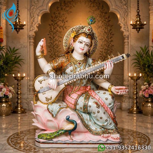 Goddess saraswati marble statue