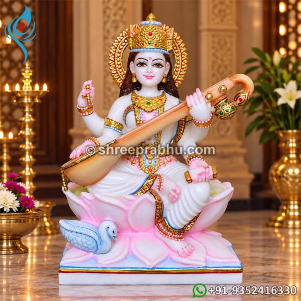 Goddess saraswati marble statue