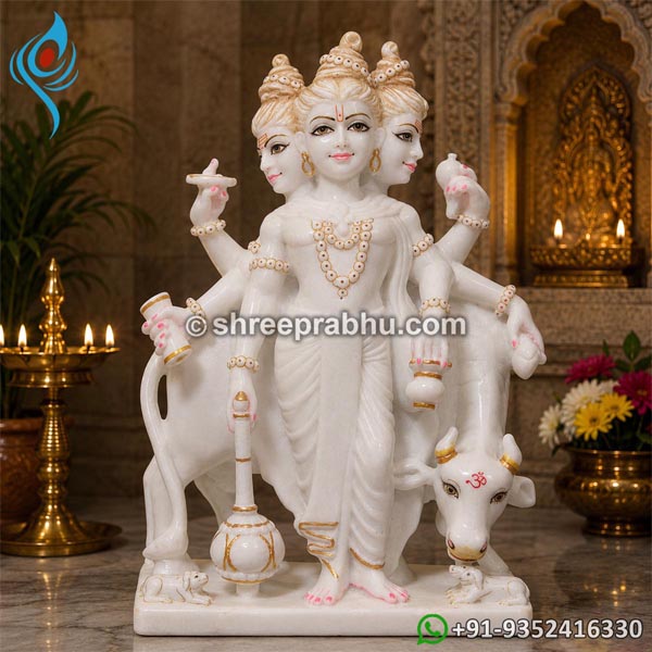 Handmade Marble Dattatreya Statue