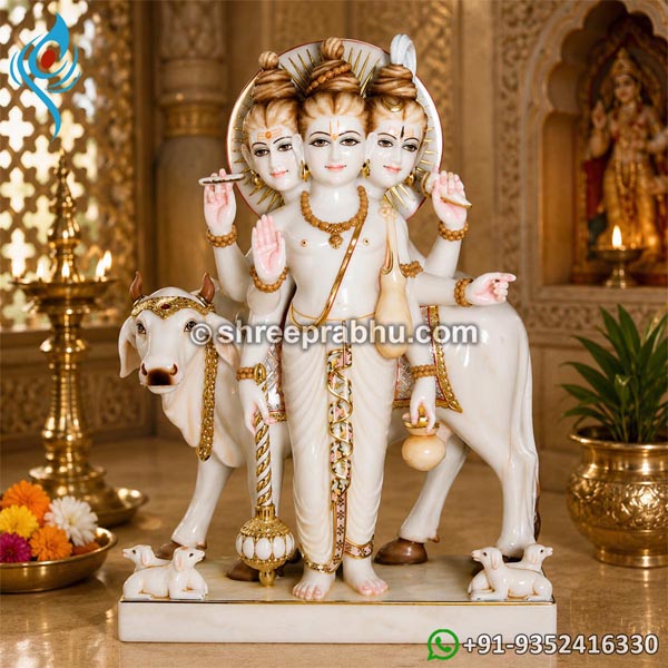 Hindu Marble Dattatreya Statue