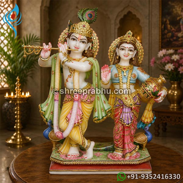 Krishna radha marble statue