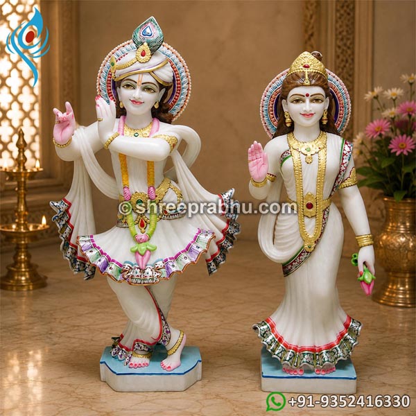 Krishna radha marble statue
