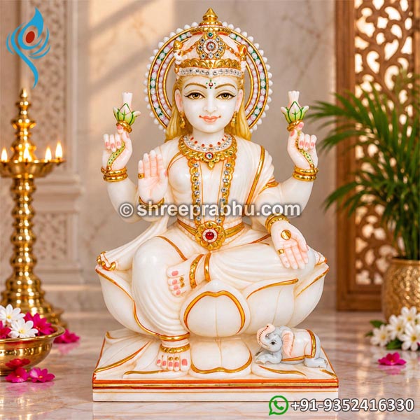 Lakshmi Statue In White Marble