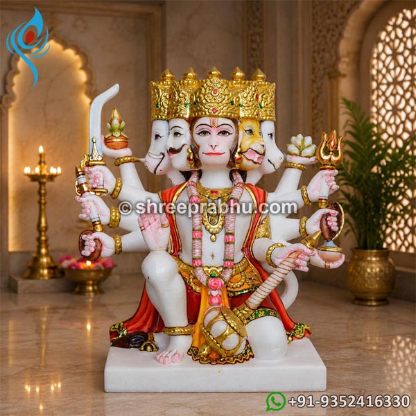 Lord Panchmukhi Hanuman Marble Idol
