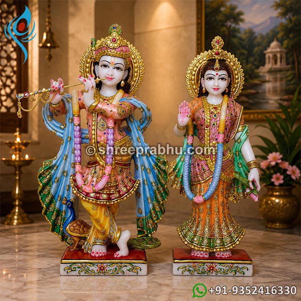Lord radha krishna marble statue