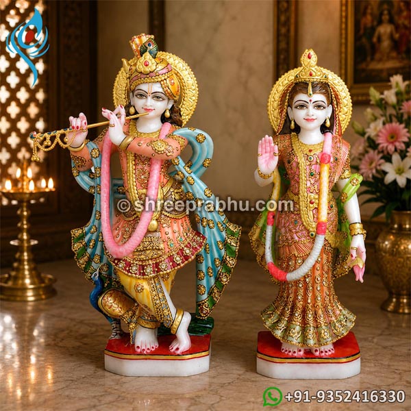 Lord radha krishna marble statue