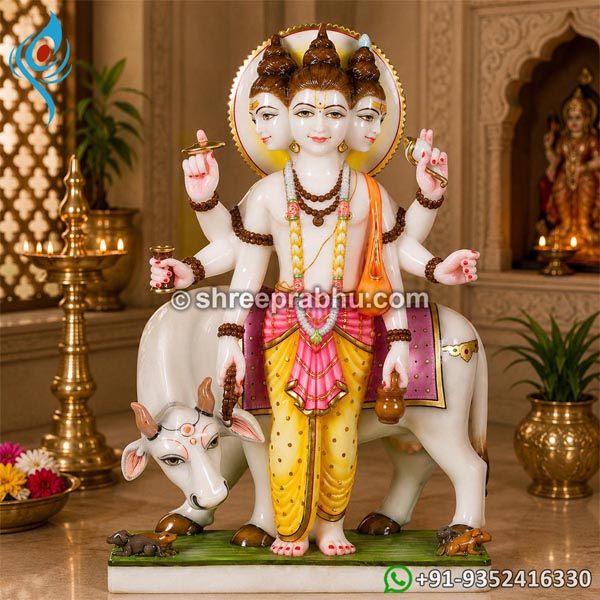 Marble Dattatreya Statue with Painting