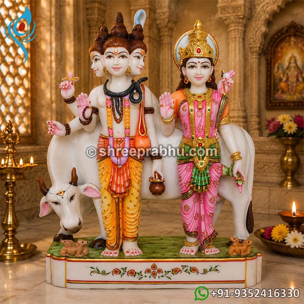 Marble Dattatreya with Anagha Lakshmi Statue