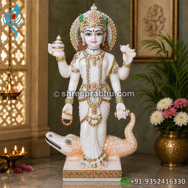 Marble Goddess Ganga Statue