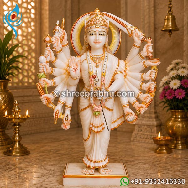 Marble Standing Durga Statue