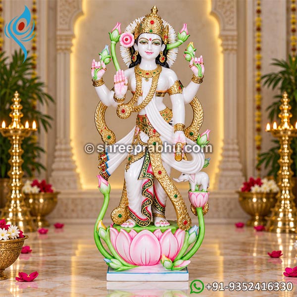 Marble Standing Laxmi Mata Statue
