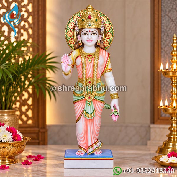Marble Statue Standing Lakshmi Mata Idol 