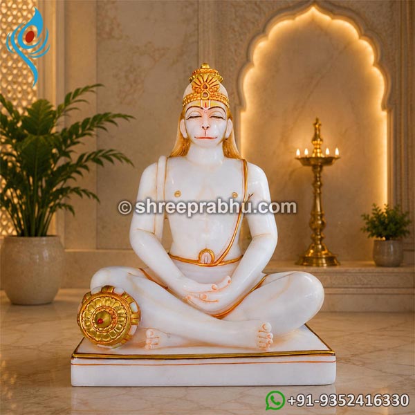 Marble hanuman statue in meditation pose