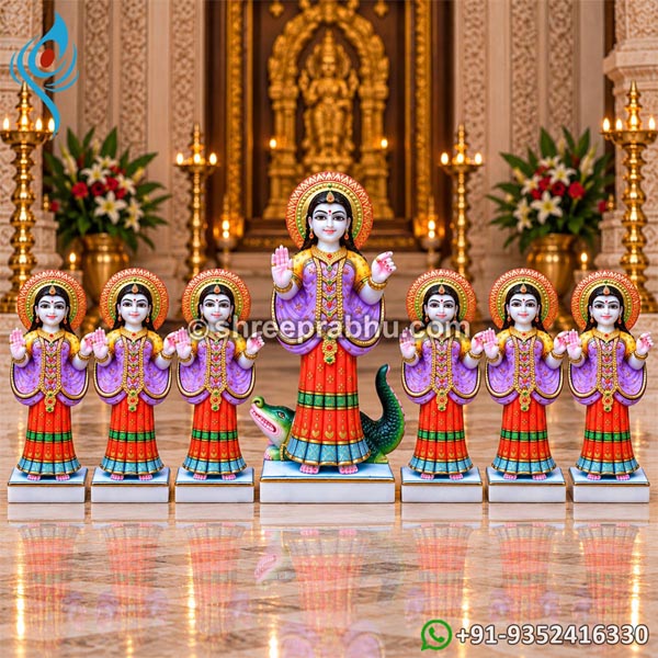 Marble khodiyar maa 7 sister Statues