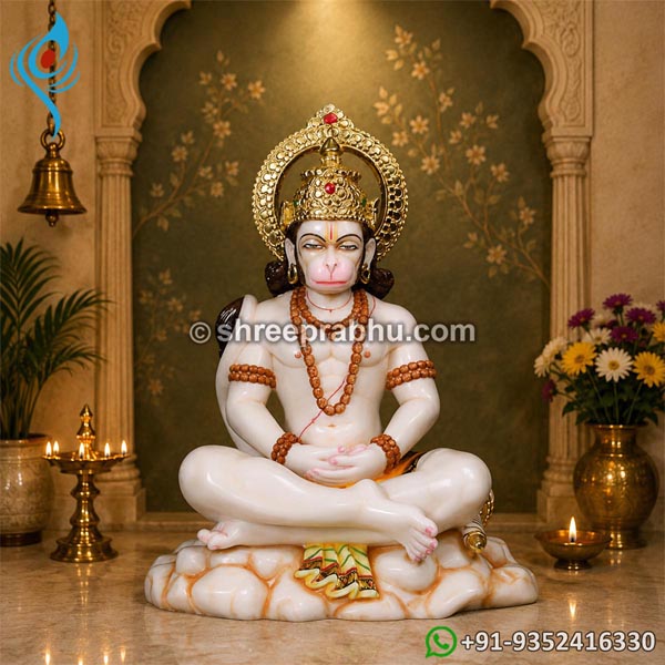 Marble meditation hanuman ji murti