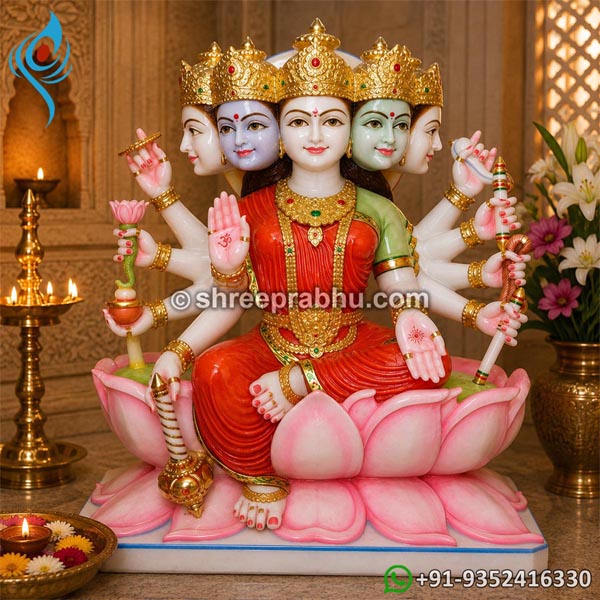 Marble panchmukhi gayatri mata Statue