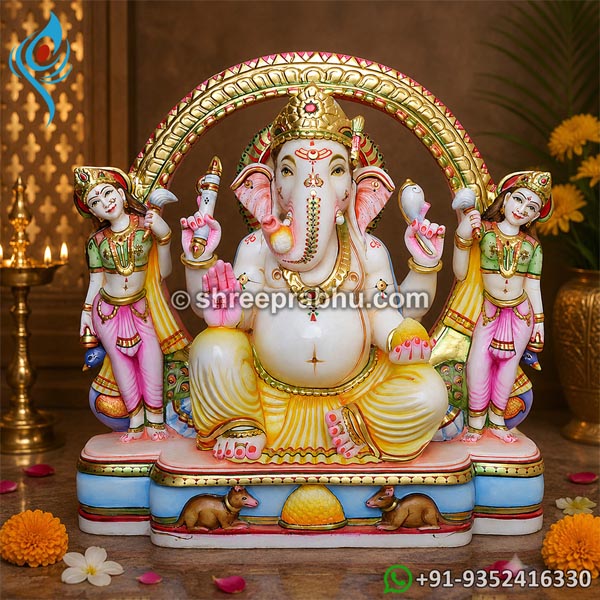 Marble ridhi sidhi ganesh murti