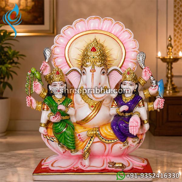 Marble ridhi sidhi ganesha Statue