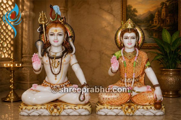 Marble sankar parvati murti
