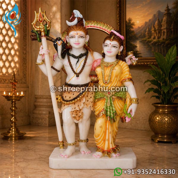 Marble shiv parvati murti