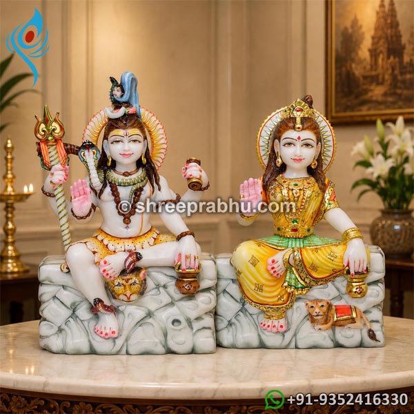 Marble shiv parvati murtis