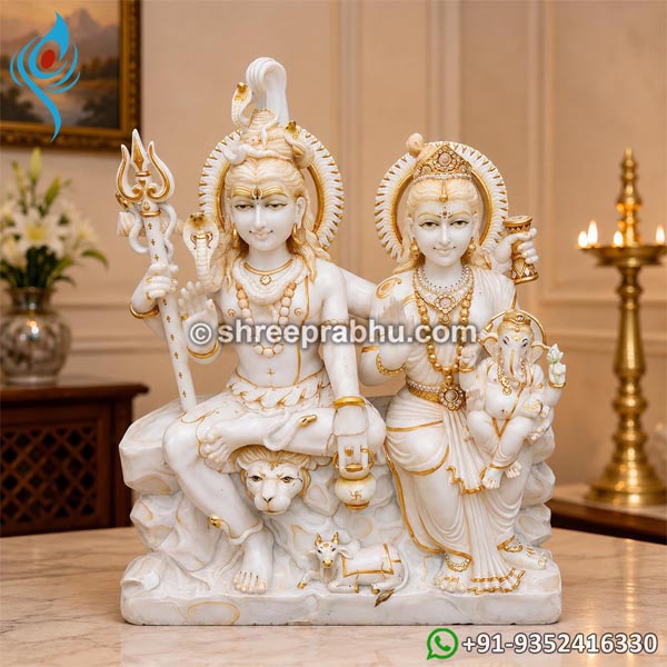 Marble shiv parvati statue