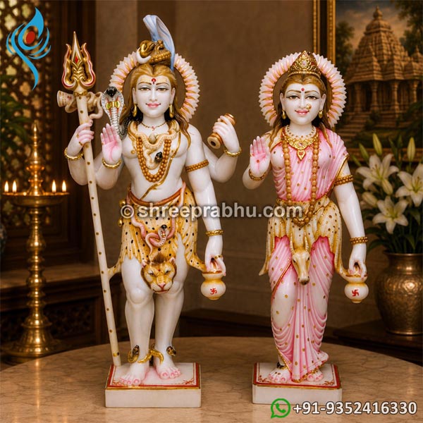 Marble shiv parvati statue