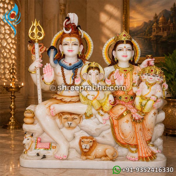 Marble shiv parvati statue