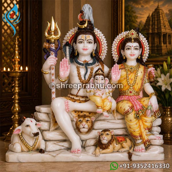 Marble shiva family idol