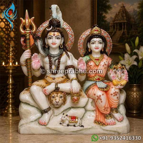 Marble statue of shiv parivar