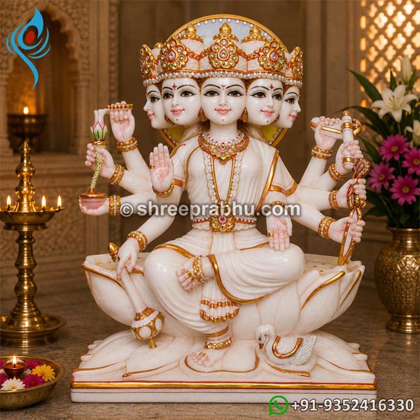 Panchmukhi gayatri mata statue in makrana marble