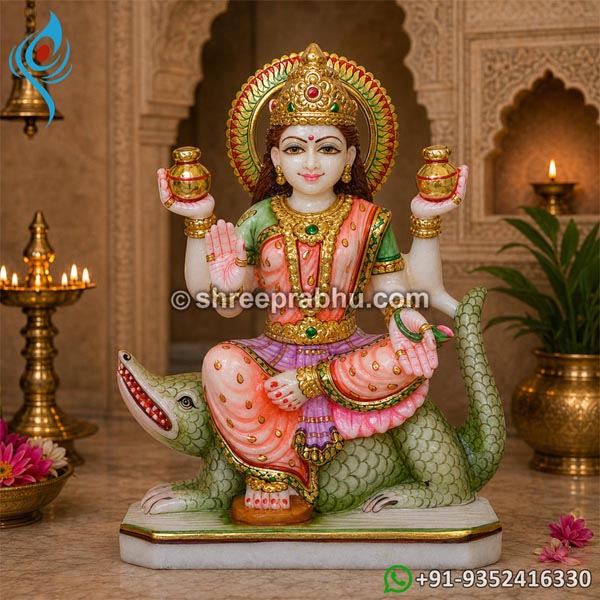 Pure White Marble Ganga Mata