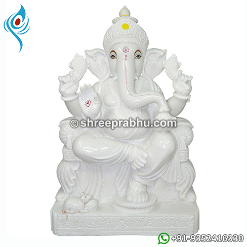 Pure white marble ganesh statue
